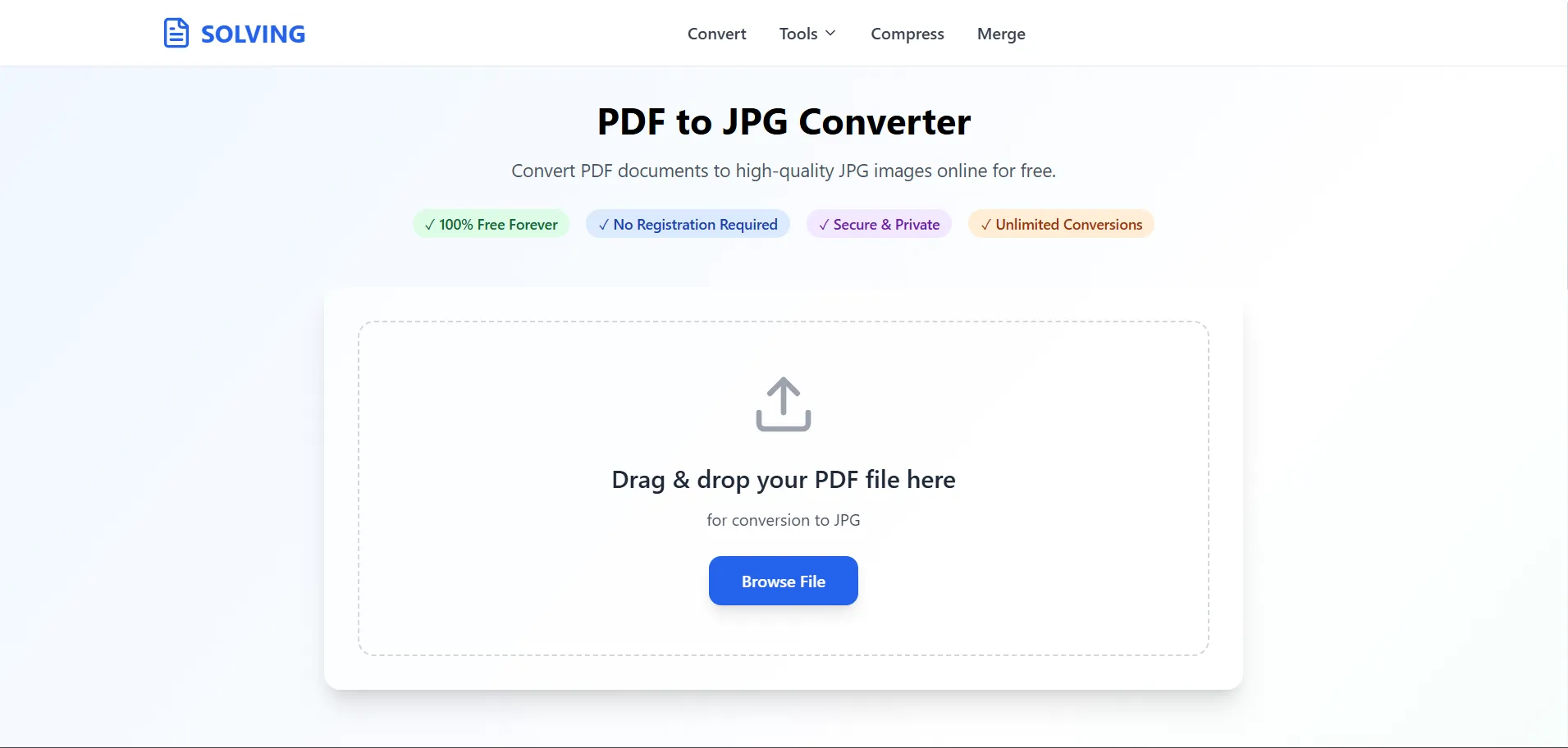 PDF to JPG Interface
